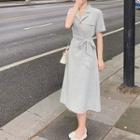 Short-sleeve Henley Midi Shirtdress / Mini A-line Dress