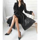 Shawl-collar Faux-shearling Coatdress