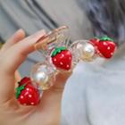 Strawberry Faux Pearl Acrylic Hair Clamp Red - One Size