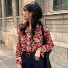 Bell-sleeve Floral Blouse Multicolor - One Size