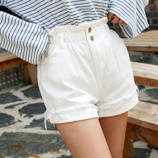 Paperbag-waist Cotton Shorts / Denim Shorts