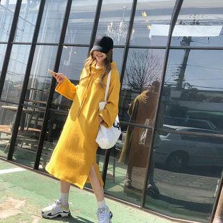 Slit-side Midi Hoodie Dress