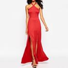 Halter Slit Maxi Party Dress