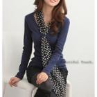 Long-sleeve Top With Dotted Chiffon Scarf