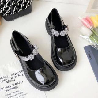Flower Applique Mary Jane Shoes