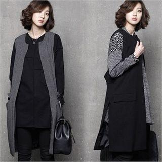 Tab-waist Open Long Vest
