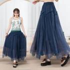 Chiffon Maxi Skirt As Shown In Figure - One Size