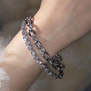 Cz Layered Bracelet Silver - One Size
