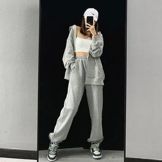 Zipper-hem Loose-fit Sweatpants
