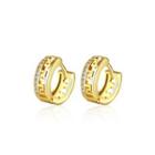 Fashion Plated Gold Round Cutout Cubic Zircon Earrings Golden - One Size
