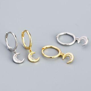Rhinestone Moon Hoop Earring
