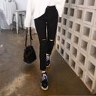 Slit Fray-hem Slim-fit Pants