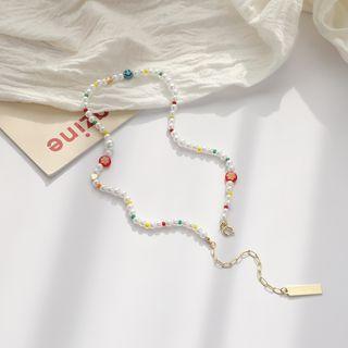 Smiley Faux Pearl Necklace White - One Size