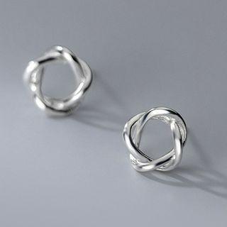 Twisted Ear Stud 1 Pair - S925 Silver Stud Earrings - Silver - One Size