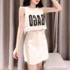 Set: Lettering Tank Top + Mini Skirt
