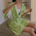 Short-sleeve Paneled Romper