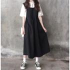 Short-sleeve Shirt / Sleeveless Midi A-line Dress
