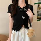Asymmetrical Short-sleeve Lettuce Edge T-shirt
