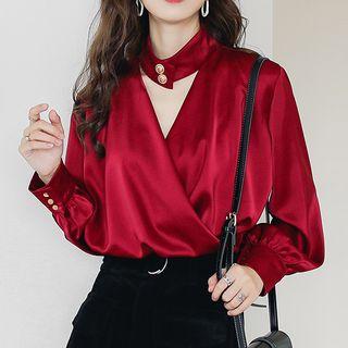 Cut-out Satin Blouse