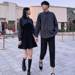 Couple Matching Plaid Shirt / Sleeveless Dress / Pants
