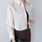 Cropped Plain Cotton Shirt