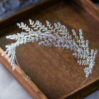Wedding Leaf Rhinestone Headband Headband - Silver - One Size