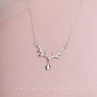 925 Sterling Silver Reindeer Necklace Silver - One Size