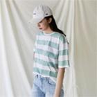 Couple Rugby-stripe Long T-shirt