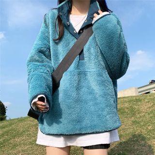 Fluffy Knit Overhead Jacket