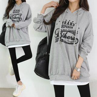 Drop-shoulder Letter Hoodie