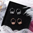 Rhinestone Interlocking Hoop Dangle Earring 1 Pair - B - Silver - One Size