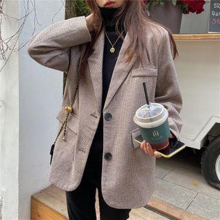 Tweed Buttoned Coat Brown - One Size