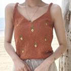 Pineapple Embroidered Knit Camisole