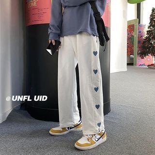 High-waist Heart Straight Cut Pants