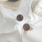 Houndstooth Round Stud Earring 1 Pair - Khaki - One Size