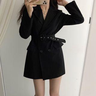 Plain Belted Mini Blazer Dress