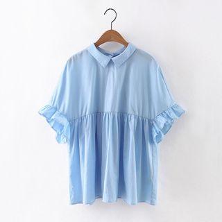 Ruffle Trim Short-sleeve Blouse