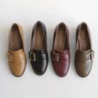 Oval-toe Buckle-strap Loafers