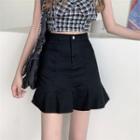 High Waist Ruffled A-line Skirt