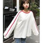 Contrast Trim Balloon-sleeve Pullover