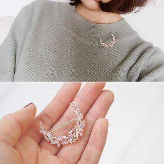 Jeweled Moon Brooch