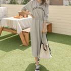 Letter Band-waist Maxi Hoodie Dress