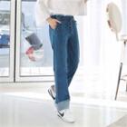 Drawstring-waist Cuff-hem Wide-leg Jeans