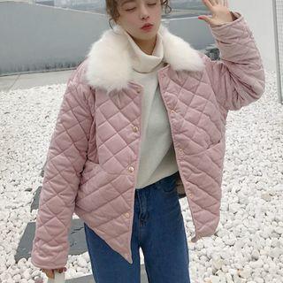 Furry Collared Quilted Jacket