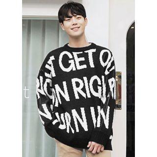 Letter Boxy Rib-knit Sweater