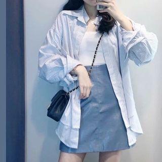 Set: Long-sleeve Shirt / Mini A-line Skirt / Camisole Top