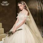 Off-shoulder Glitter A-line Wedding Gown