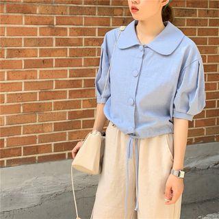 Short-sleeve Button Collar Blouse
