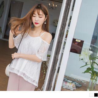Off Shoulder Spaghetti-strap Lace Top