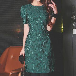 Jacquard Short-sleeve Sheath Dress